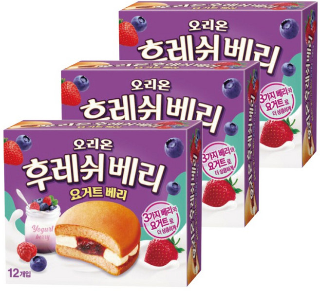 오리온 후레쉬베리 요거트베리 (미니약과 증정), 336g, 3개