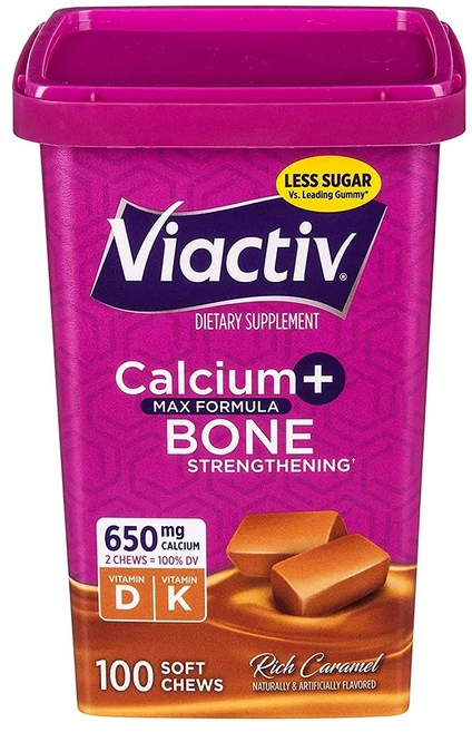 Viactiv 비엑티브 칼슘+비타민D 츄잉 영양제 카라멜맛 100개입, 1개, 100정 - 쿠팡