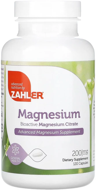 Zahler 마그네슘 생체활성 마그네슘시트레이트 200mg 캡슐 120정, Zahler마그네슘생체활성마그네슘시트레이트200mg캡슐, 1개 - 쿠팡