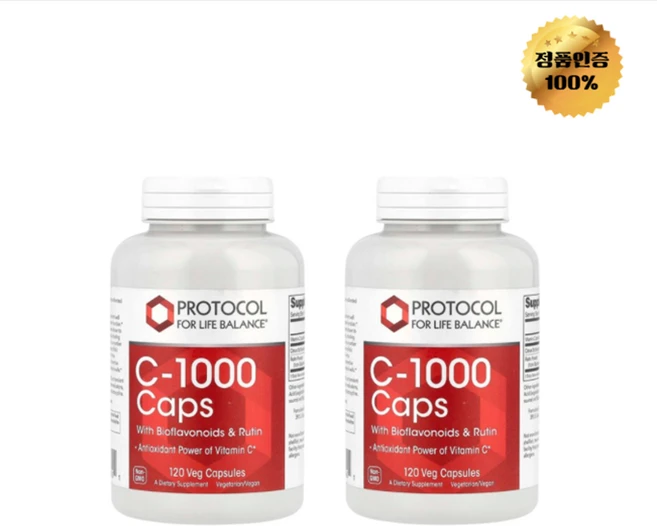 1+1 프로토콜 비타민C 1000 바이오플라보노이드 및 루틴 함유 베지 캡슐 120정, 2개, 120회분 - 쿠팡