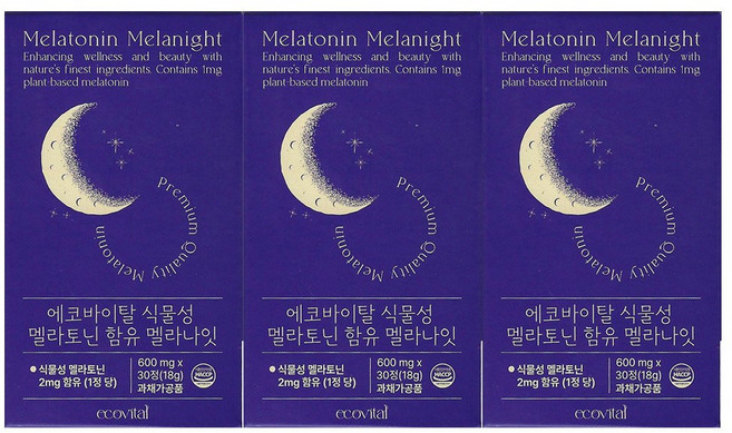 에코바이탈 식물성 멜라토닌 2mg 함유 멜라나잇 30정 5개