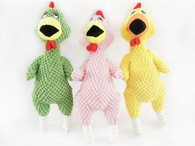 [구구번지] 치킨 삑삑이 봉제 인형 강아지 장난감, 핑크