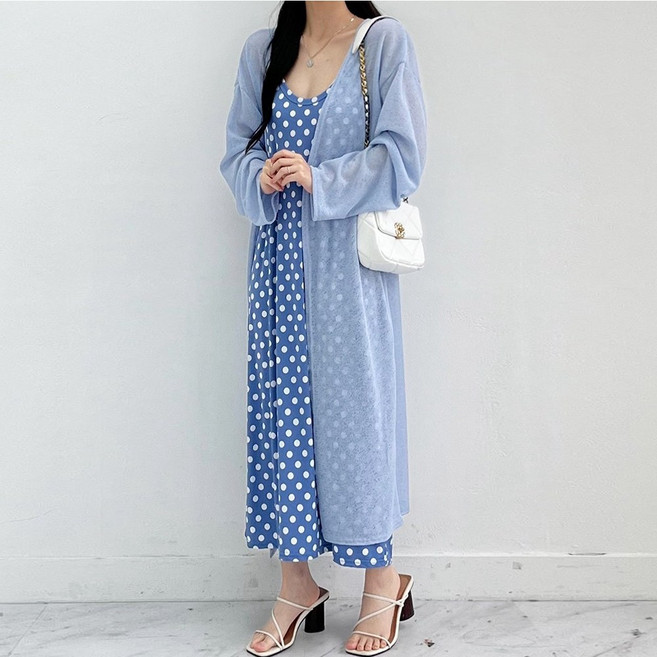 빅걸스토리 여성 오버핏 롱 로브 가디건