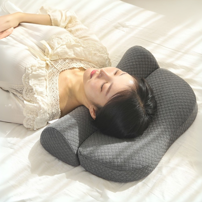 솔디앙 경추베개 목편한 일자목 거북목 목디스크 속커버 배개, grey, 1개