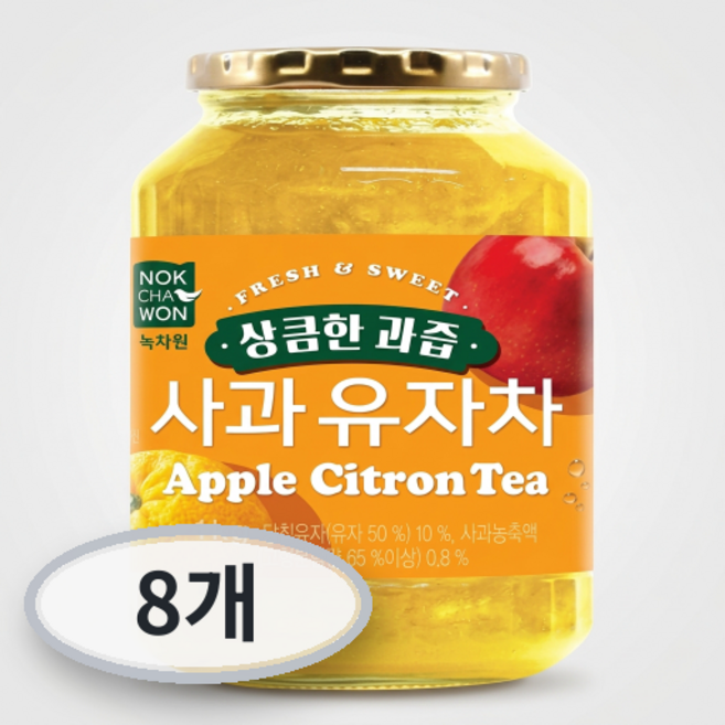 녹차원 상큼한 과즙 사과 유자차, 1kg, 8개, 1개입