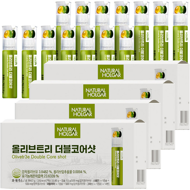 네츄럴올가 지중해 올리브오일 레몬 더블코어샷 트리 캡슐 올레샷, 4개, 14회분