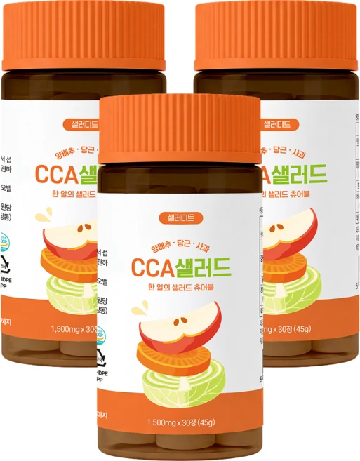 샐러디트 CCA 샐러드 30정 디톡스 츄어블 캔디 식이섬유 다이어트정체기 라인관리 이너뷰티, 3개 - 쿠팡