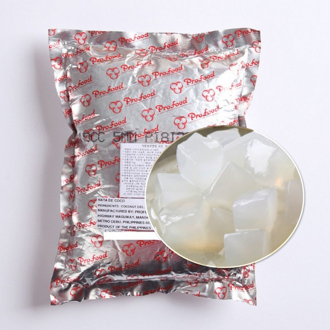 필리핀 나타드코코 코코넛젤리 1kg 5mm 10mm 15mm 버블티젤리 빙수용 토핑, 5개