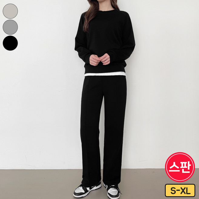 바비팩토리 여성용 숏/롱기장 트레이닝 상하의 세트 맨투맨+일자팬츠 키작녀 키큰녀 셋업