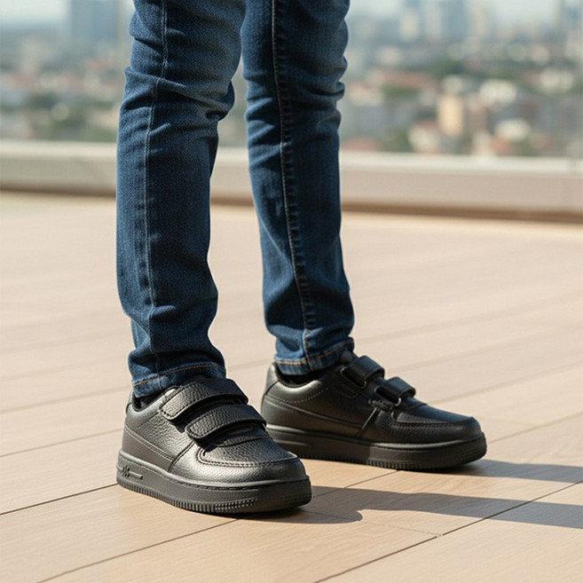 UPPERCUT 아동 검정운동화 초등학생 중학생 발이편한 정장운동화 벨크로 스니커즈 245사이즈 까지