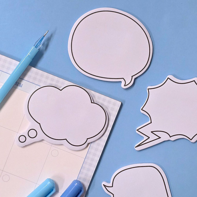 점착식 다꾸 말풍선 스티커 만화 디자인 메모지, 1세트, 30매, 랜덤 약