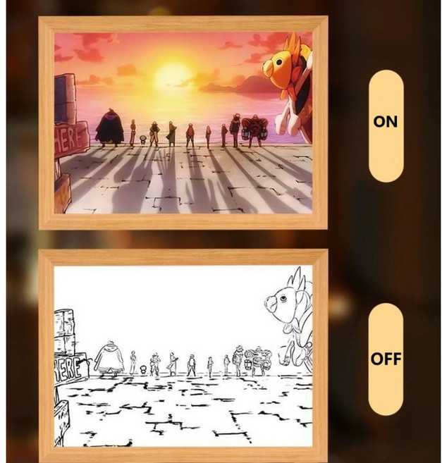 (판매처 우리스토리) 액자 조명 원피스 조로 루피 사진 무드등 아크릴 17x23cm, 15