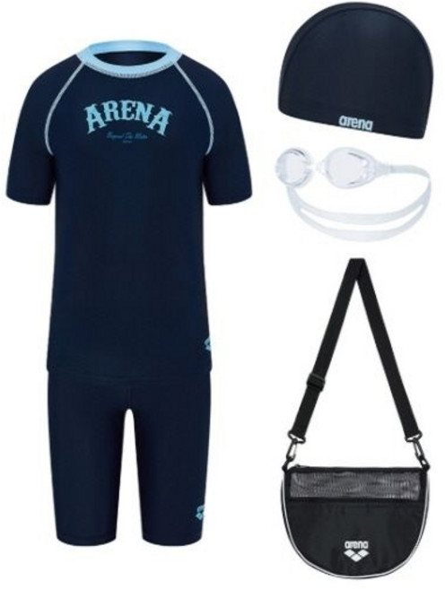 [백화점매장 정품] 아레나 남아동 조이리브 4부 래쉬가드 키트 A6BB1KB02NVY 쫀쫀한 스포티한