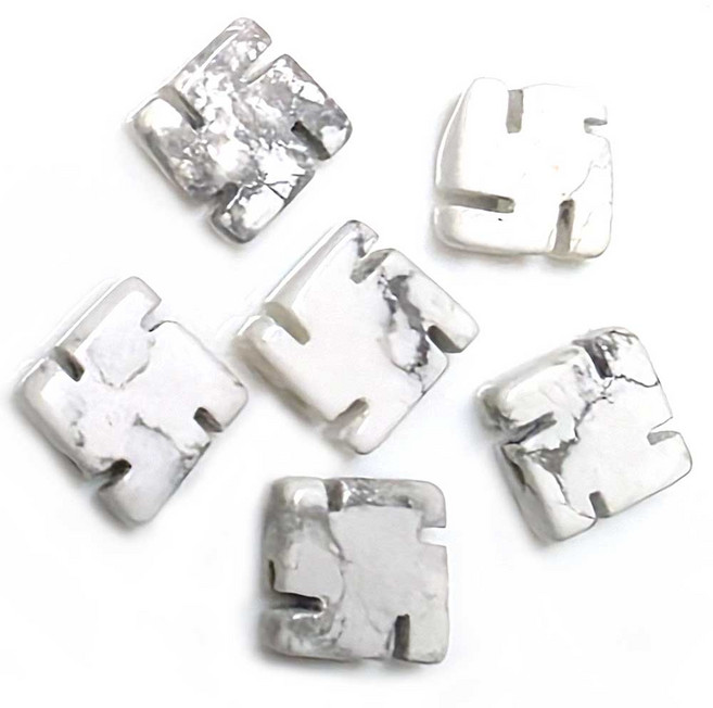 Bead 팔찌원석 불교 만자 팬던트 한팩 원석선택, 만자 백송석 (6개)