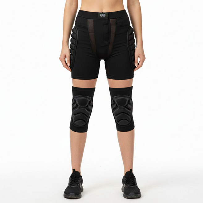 SABU 스노우보드 스키 엉덩이 + 무릎 보호대 세트, S, S, 1개