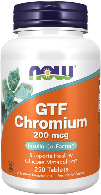 NOW Foods GTF鉻補充錠 200mcg, 250顆, 1罐