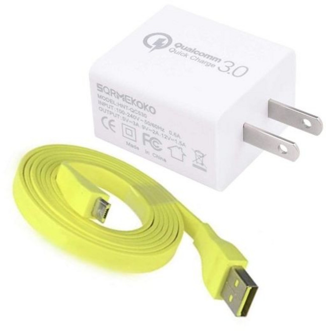 Sqrmekoko 고속 충전 케이블 어댑터 Ultimate Ears UE 붐 메가붐 무선 스피커 화이트 & 옐로우와 호환됨