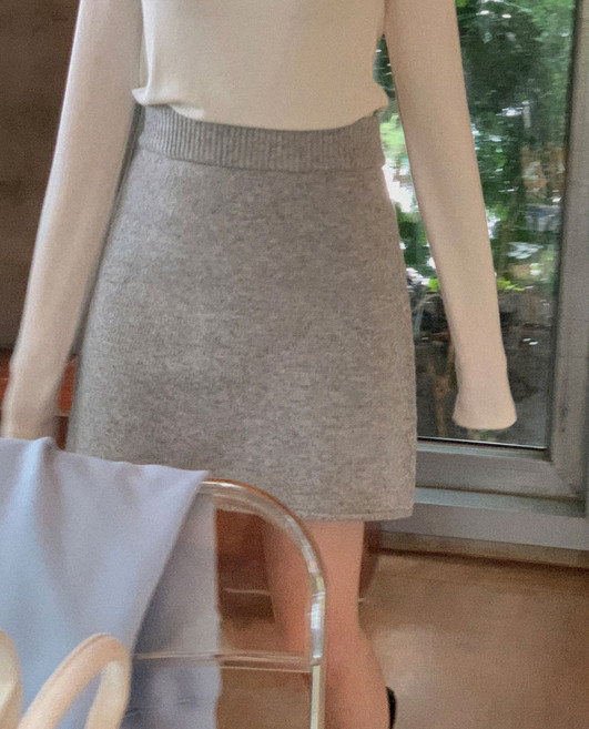 [CRKO] 아보이 니트 스커트_그레이