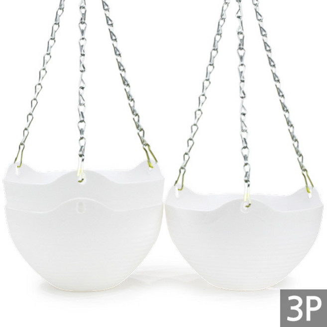 세인화분 칼라 체인 걸이화분 3P - 화분 걸이용 행잉 행긴 벽걸이, 3개, 칼라체인걸이화분(흰색)
