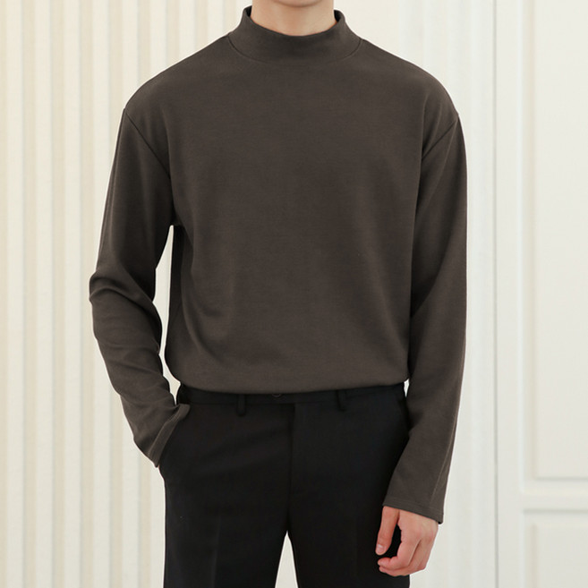 맨타임 제타22 남성용 부드러운 프리미엄 무지 니트지 반목 반폴라 티셔츠 1250