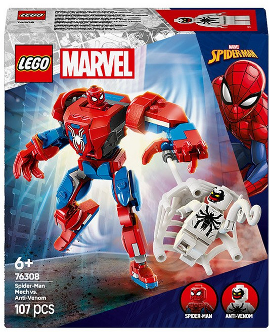레고 슈퍼히어로 마블 76308 스파이더맨 로봇 대 안티 베놈, 혼합색상, 1개