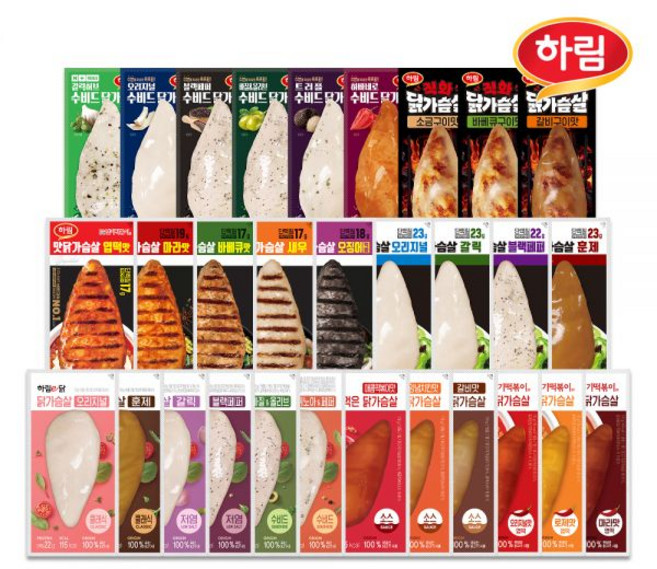 하림 닭가슴살 10팩 세트 수비드 하림이닭 소스 맛닭 리얼바, 맛닭 가슴살 바베큐맛