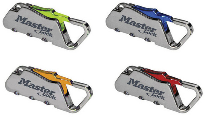 마스터락 1549EURDCOL 카라비너 번호 자물쇠 색상랜덤, 1개