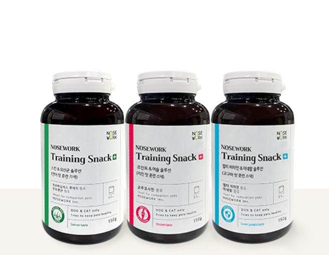 노즈워크 훈련 간식 트레이닝스낵(관절 면역 피부) 150g 2개입, 치킨(조인트&머슬), 연어(스킨&유산균), 1개