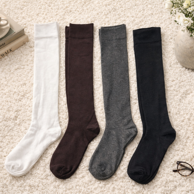 럽니드삭스 4켤레 여성용 무지 데일리 니삭스