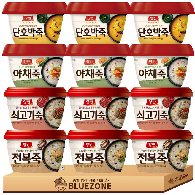 [블루존] 동원 양반죽 쇠고기죽3+야채죽3+단호박죽3+전복죽3, 1