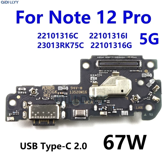 샤오미 레드미 노트 12 프로용 충전 보드 고속 USB C 타입 플렉스 케이블 마이크 연결, 01 Note 12 Pro 5G