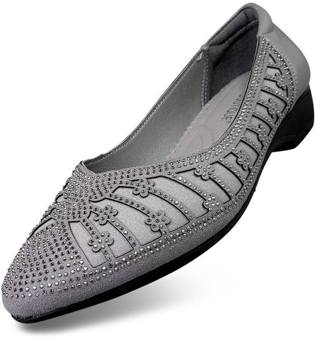 마마슈 여성 스웨이드 쎄무 플랫 구두 비즈보석 낮은굽 A34F