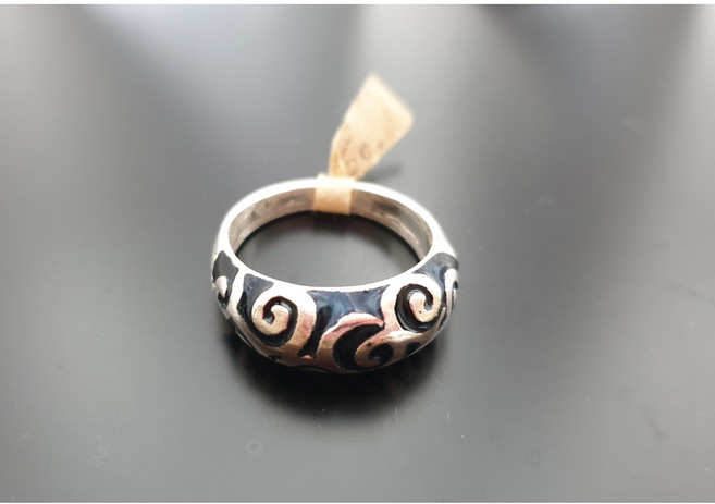 [칠보]경주 칠보공방 블랙 칠보 당초문양 순은 반지