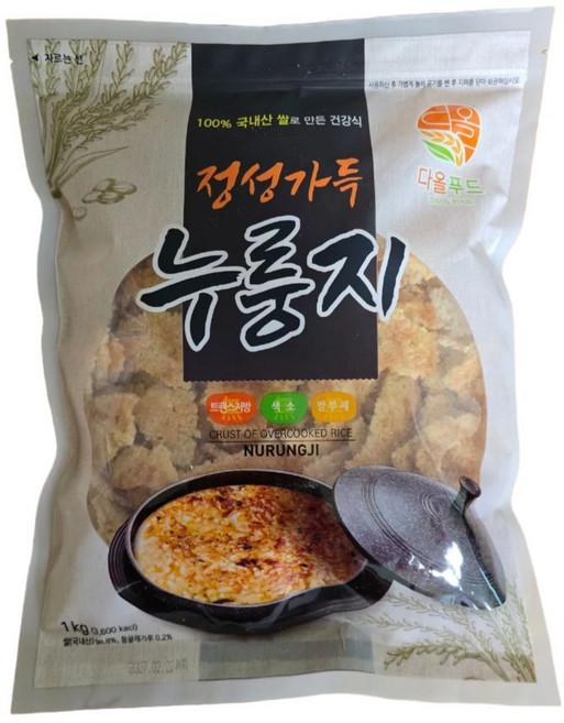 100% 국내산 쌀로 만든 정성가득 누룽지, 2개, 1kg