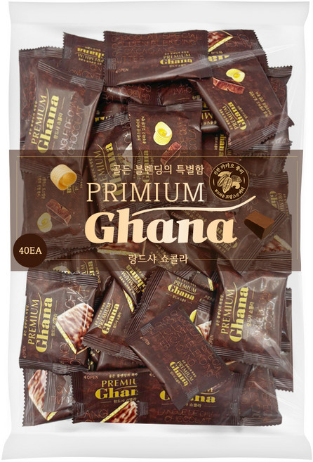 롯데 프리미엄 가나 초콜릿 미니 쇼콜라 랑드샤 쿠키 40개(개별포장), 1개