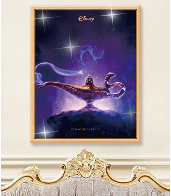 보석십자수 디즈니 캔버스형 알라딘 마법램프 40x50, 혼합색상, 1개