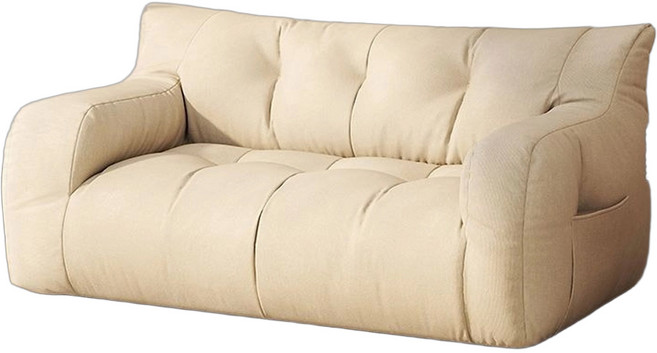 布藝懶人沙發 豆袋沙發 雙人位, 米白色【小戶型雙人位125cm】