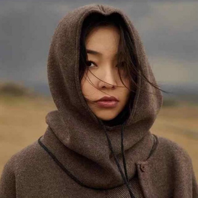 더제이안나 방한 후드넥워머 캐시미어 100 바라클라바, 모카차콜, 1개