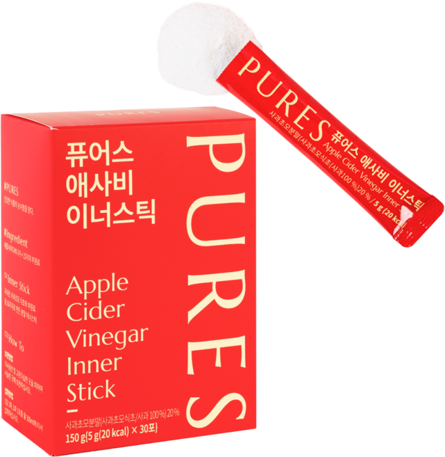 퓨어스 사과식초 애사비 애플 사이다 비니거 분말 스틱 30포, 1개, 150g