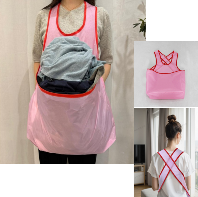 Dnc 빨래 수거 앞치마 방수 캥거루 주머니 원예 과일 야채 수확용앞치마(전참시 이영자 이수지 착용), 1개, 핑크