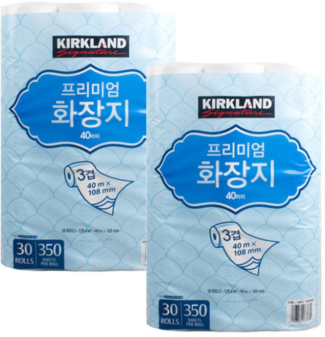 커클랜드 프리미엄 3겹 화장지 40mx30롤, 40m, 30롤, 2개