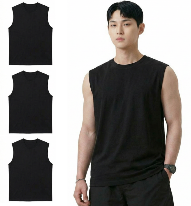 올리즌 3장세트 남자 면100% 나시티 오버핏 민소매 티셔츠 NC5473YY