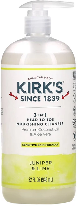 Kirk's 3-in-1 헤드 투 토 너리싱 클렌저 주니퍼 및 라임 946ml(32fl oz), Kirks3in1헤드투토너리싱클렌저주니퍼및라임946ml - 쿠팡