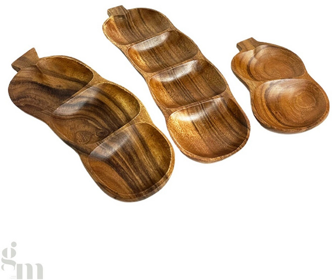 초록마켓 아카시아 원목 나눔접시 우드나눔접시, 2절