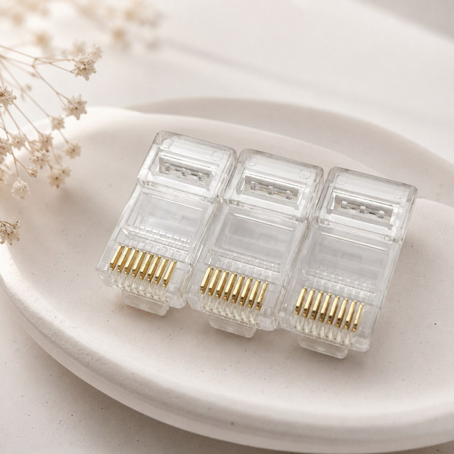 訊億 CAT6 穿透式水晶頭 RJ45 網路接頭 100入, 1個, CAT6三叉直通水晶頭(100入)