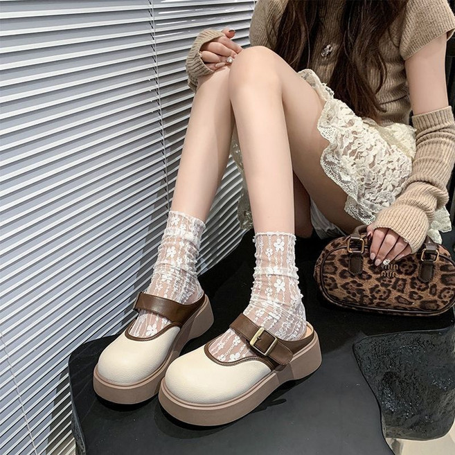 AOKADA 여성 여름 플랫폼 뮬 슬리퍼 메리제인 버클 스트랩 두꺼운굽 키높이 슈즈 데일리 편안한 착화감