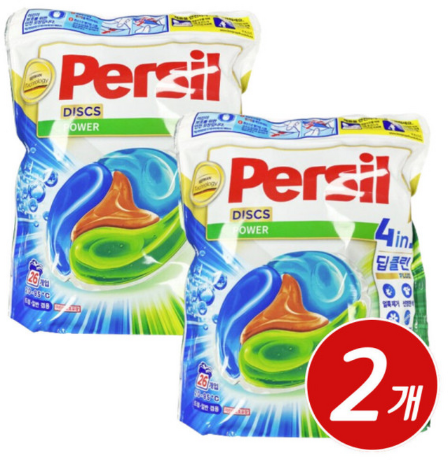 퍼실 디스크 파워 딥클린 캡슐세제 대용량 일반 드럼 세탁세제, 1g, 26개입