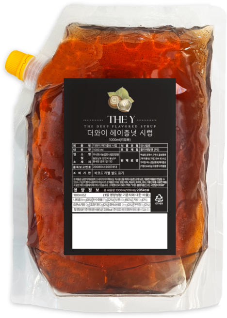 더와이 헤이즐넛시럽 (리필용), 1개, 1L