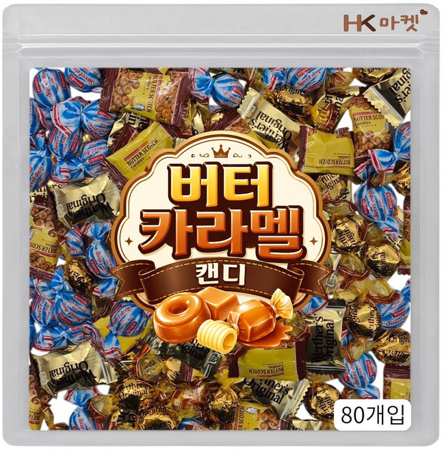 에이치케이마켓 버터향 가득한 버터카라멜캔디 4종 혼합 80개입 (스윗드롭 웨덜스 크리미필링 버터스카치), 1개, 465g