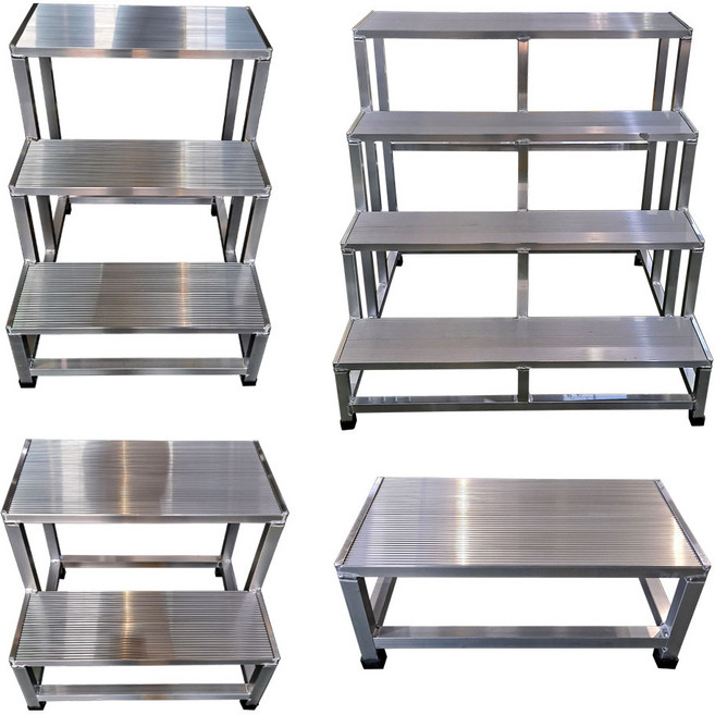 알루미늄 계단 발판 디딤판 사다리 경량 미끄럼방지 1단 2단 3단 4단, 4-600(가로600세로900높이990), 1개